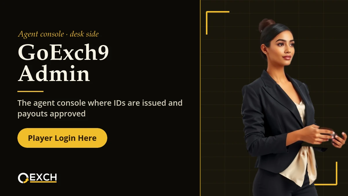 GoExch9 admin banner showing the agent console for IDs and payouts