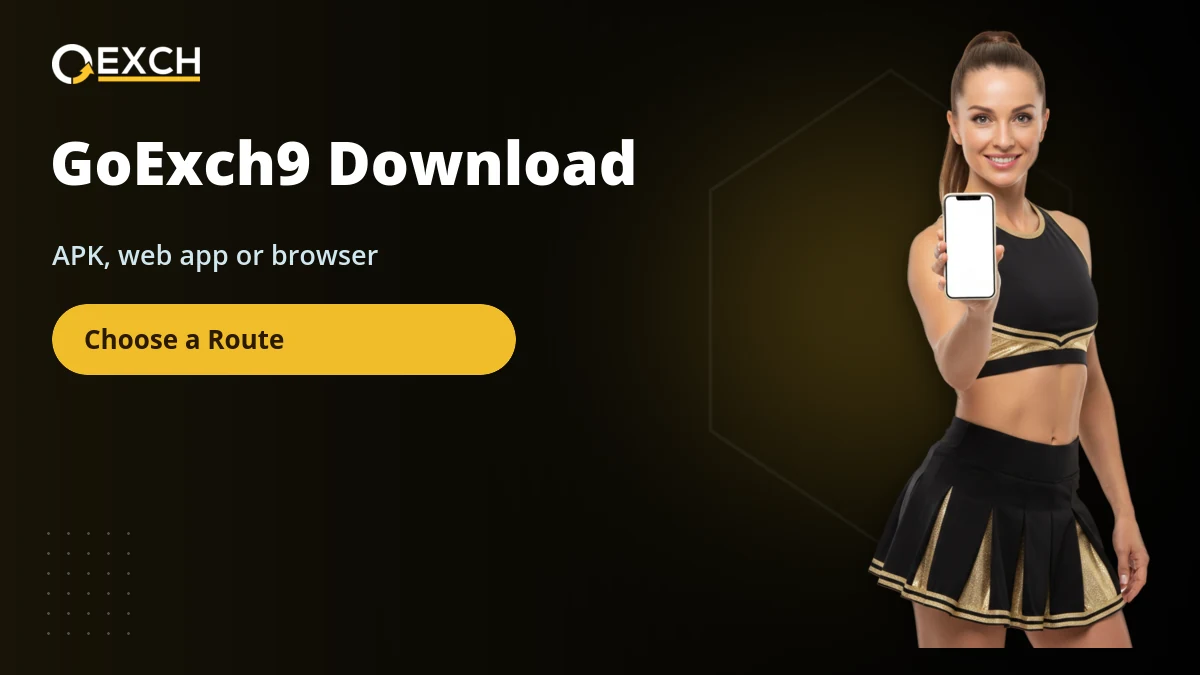 GoExch9 app banner showing the APK and browser download routes